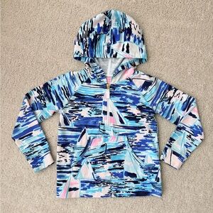 Lilly Pulitzer Girls Athletic Quarter Zip in Pier Pressure Sailboat Print